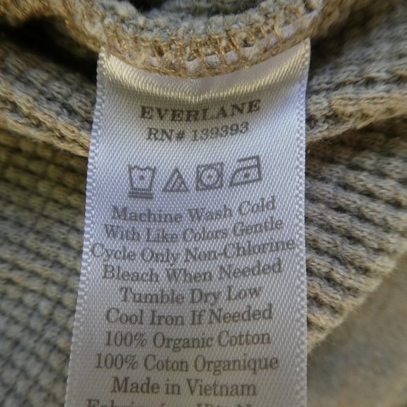 Everlane Organic Cotton Thermal Hoodie Sweatshirt Drawstring Ecru Oatmeal M - Picture 6 of 6